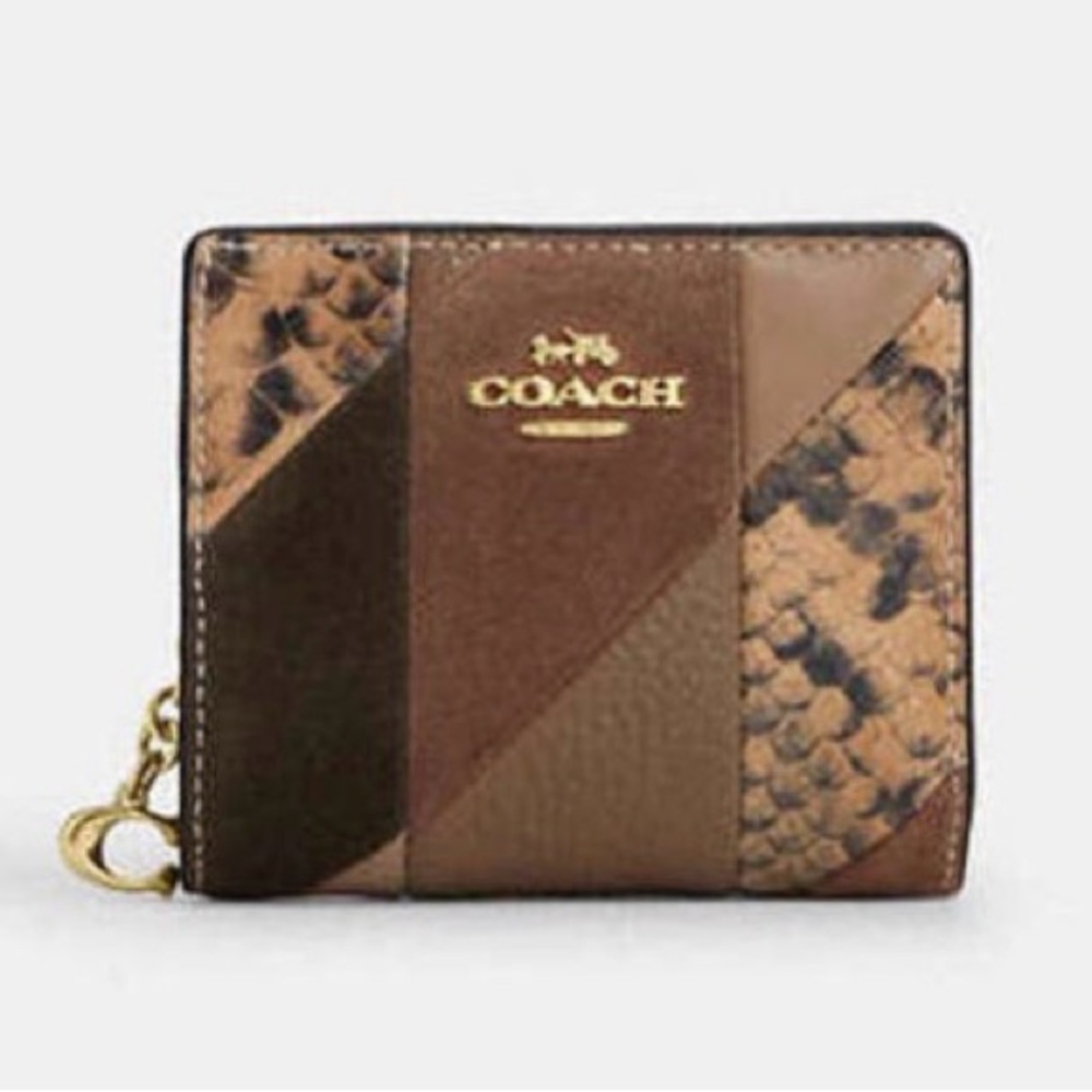Snap Wallet With Patchwork And Snake Print